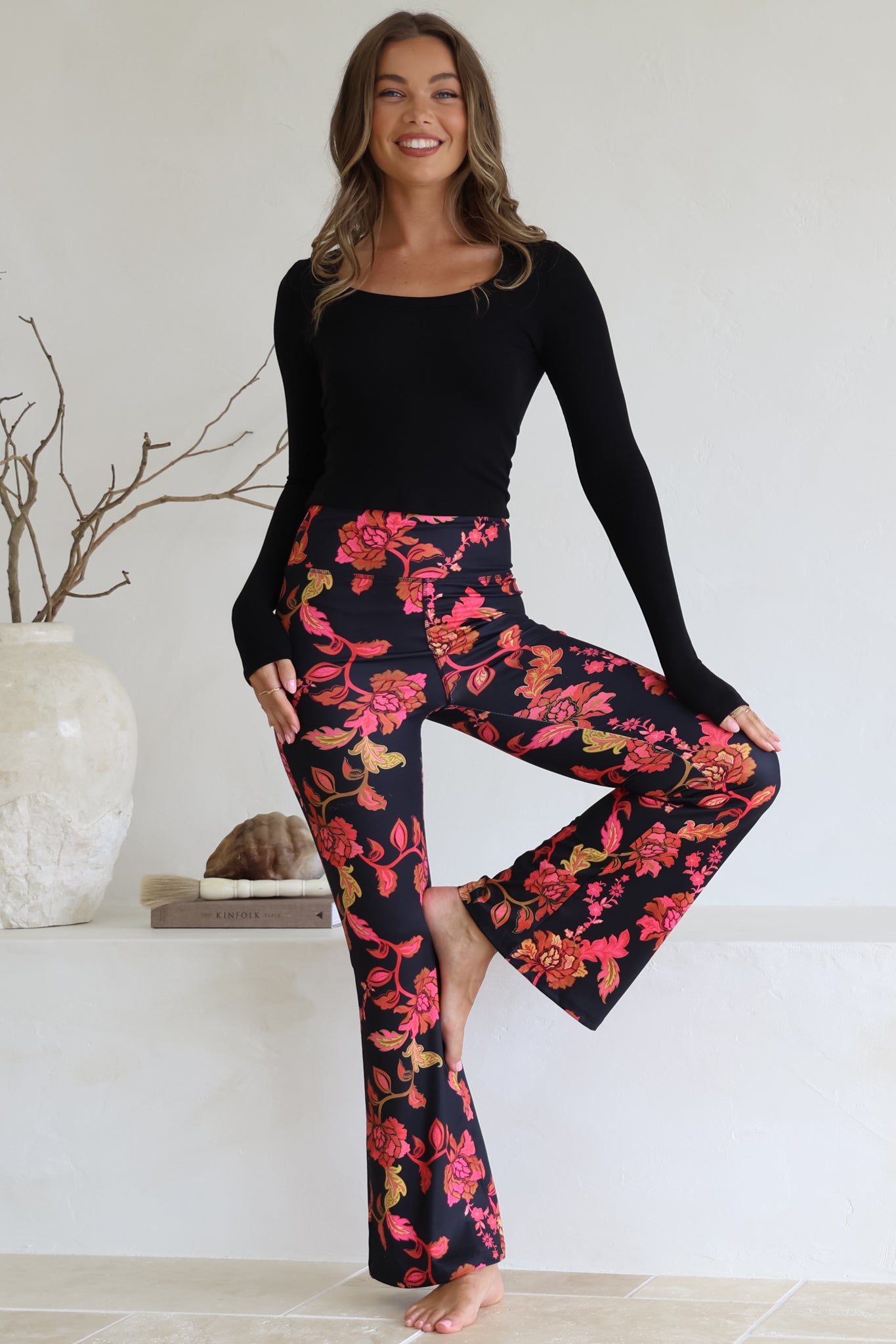 Scarlett Pants - High Waisted Flare Pants In Valerie Print