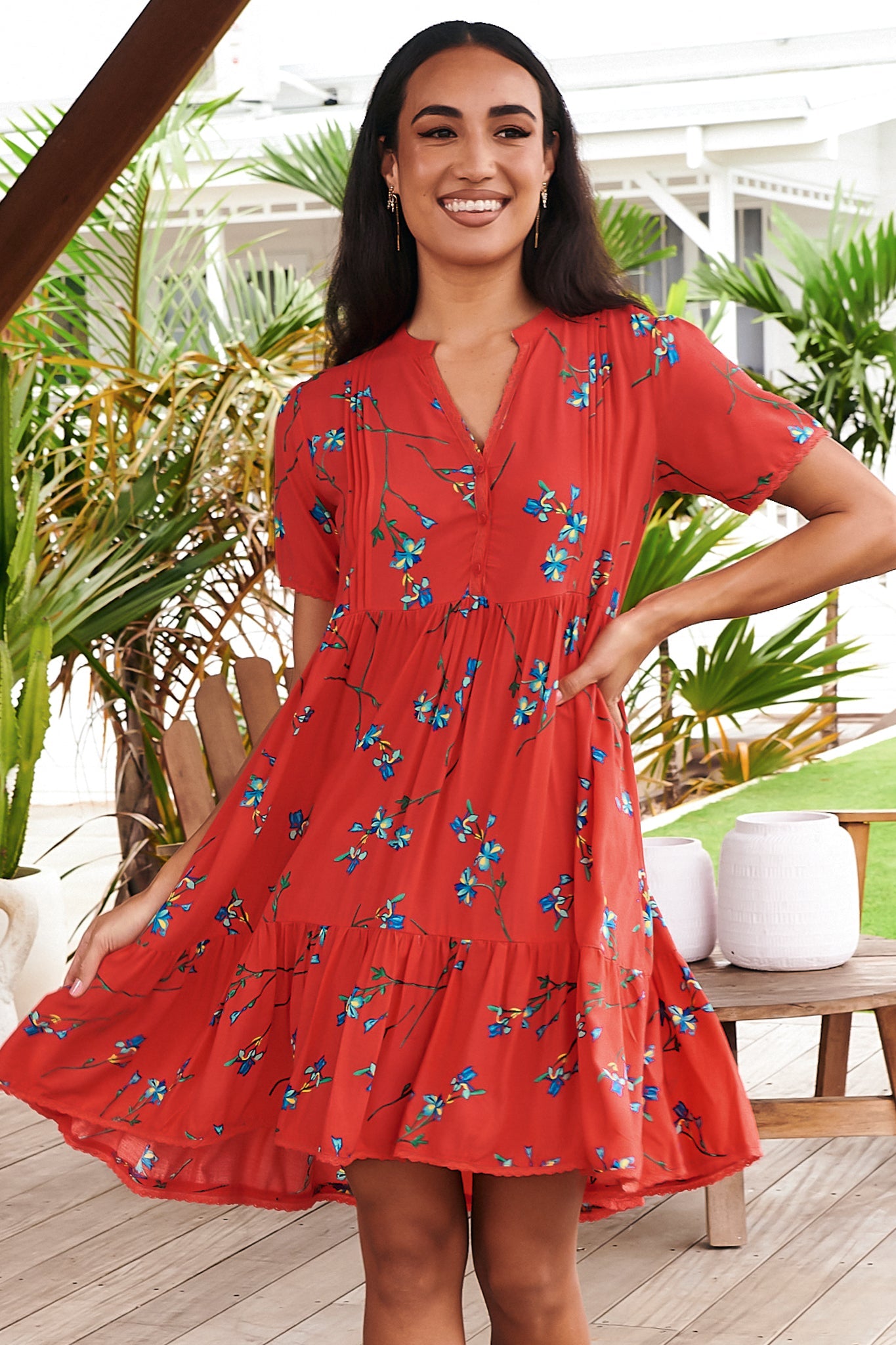 JAASE - Mystik Mini Dress: Delicately Detailed Short Sleeve Style in Babylon Print