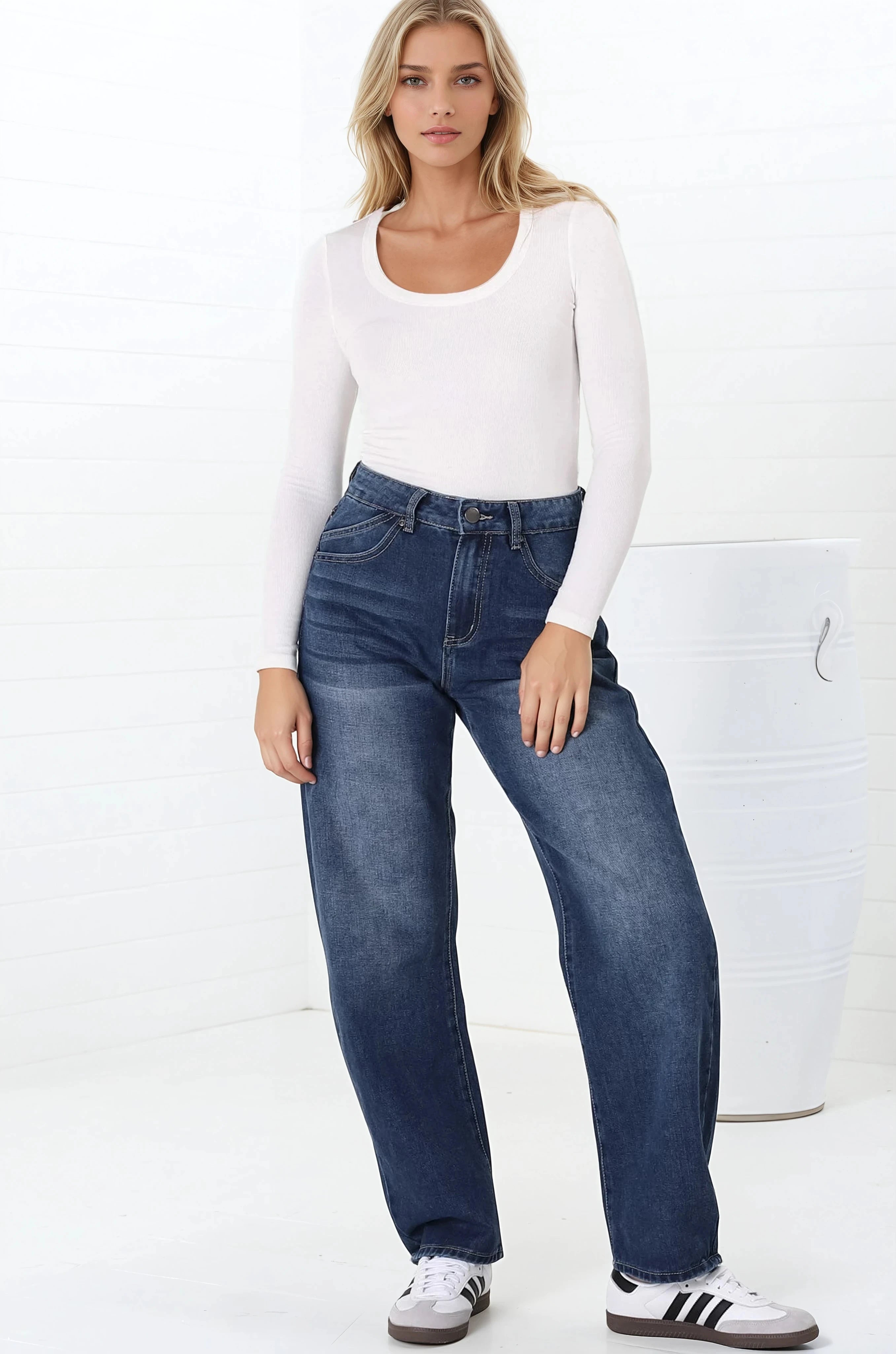 Luca Jeans - Whiskers Relaxed Barrel Jean in Dark Denim