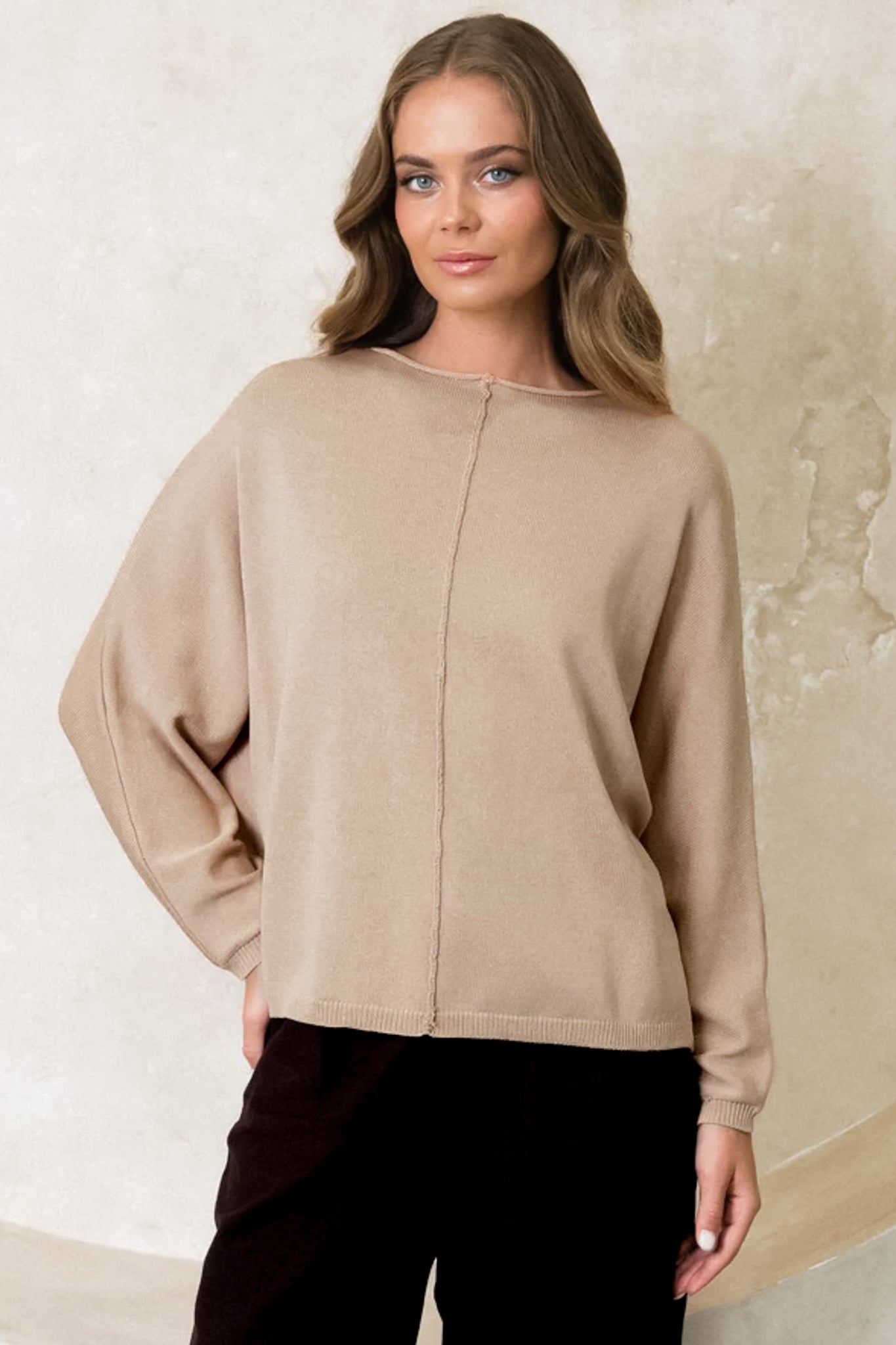 Sully Jumper - Crinkle Center Seam Jumper in Mocha